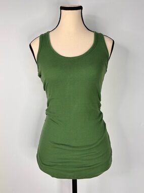 Y2K Ribbed Long Slim Active Basic Green Ribbed Tank Top M